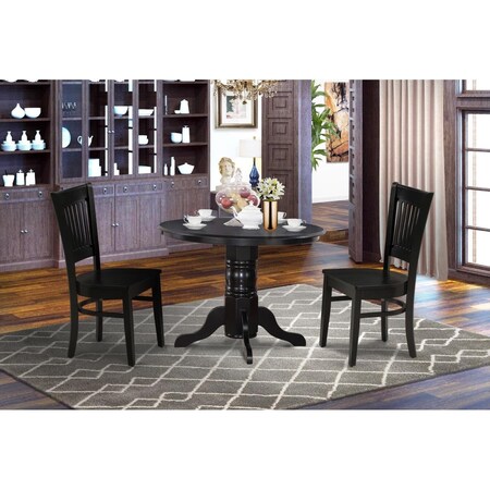 East West Furniture 3 Piece Shelton Modern Dining Table Set - Black SHVA3-BLK-W